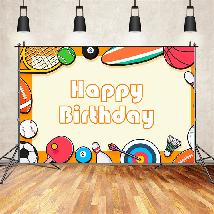 Customized Birthday Backdrops Cartoon Sports Theme Backdrop UK BRP2-103