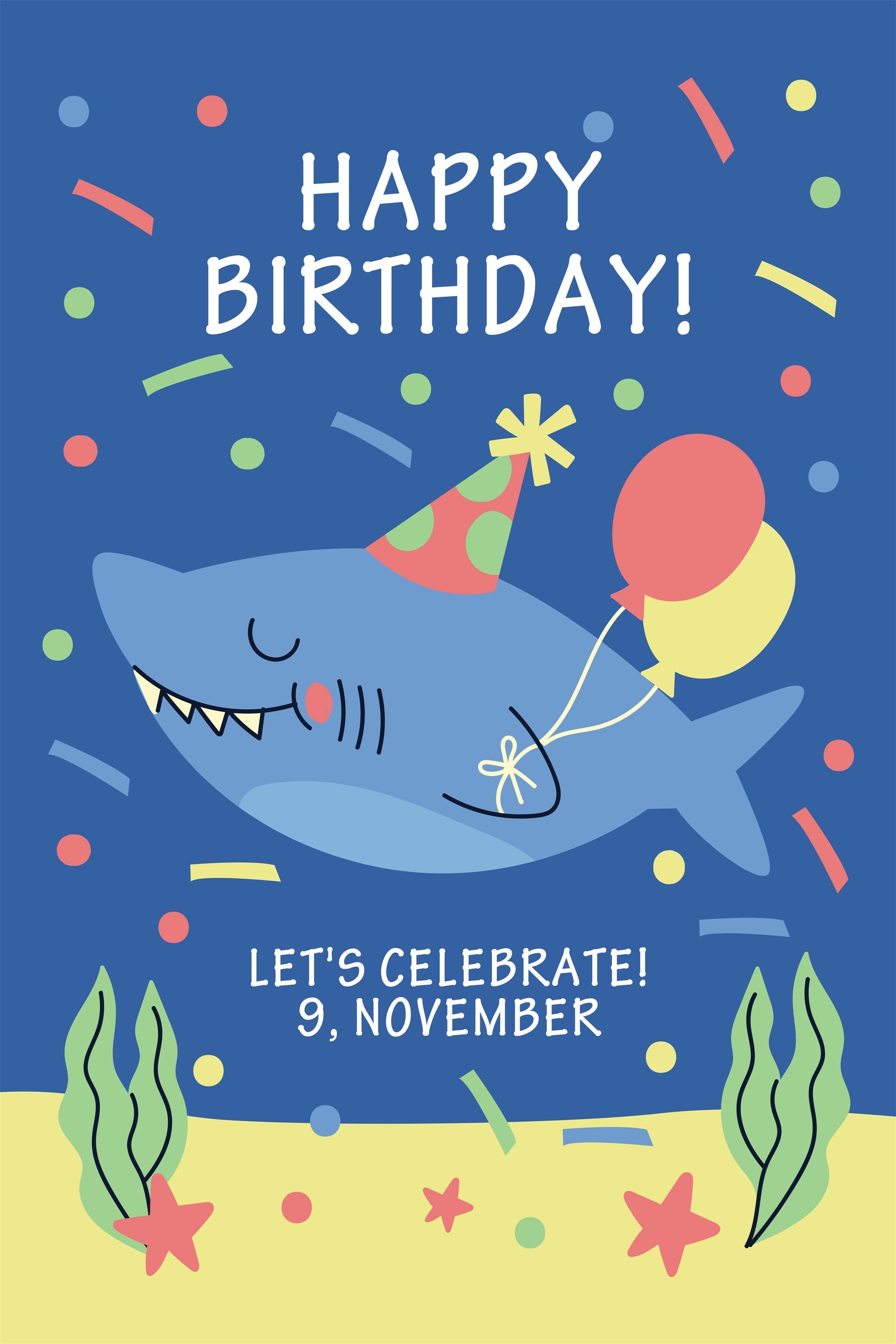 Customised Birthday Backdrop Smiling Shark Photography Backdrop UK BRP2-106