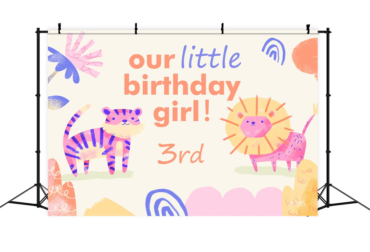 Customized Backdrop For Birthday Cute Jungle Friends Backdrop UK BRP2-109