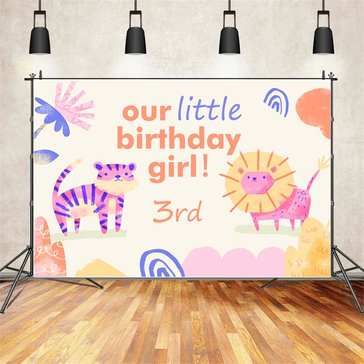 Customized Backdrop For Birthday Cute Jungle Friends Backdrop UK BRP2-109