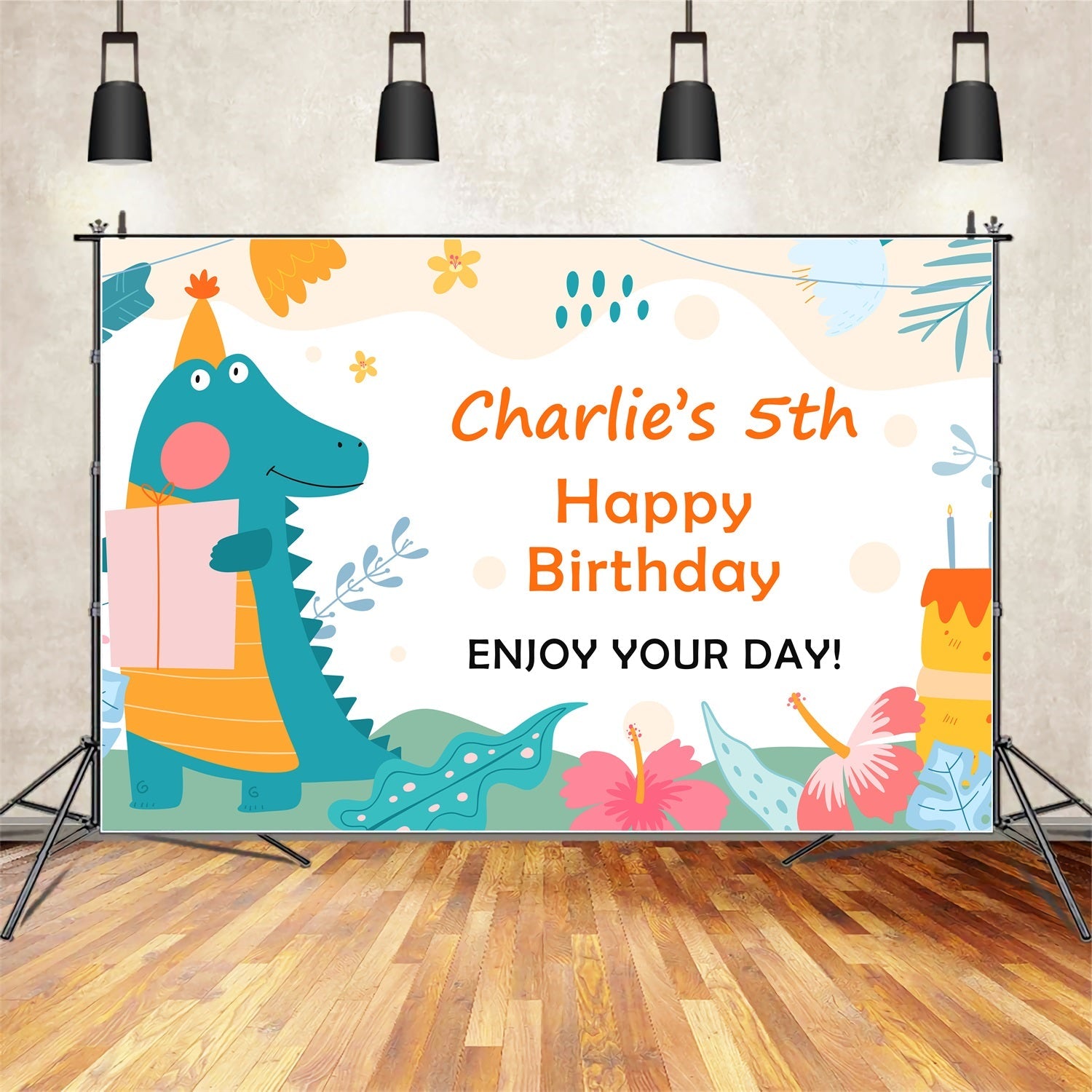 Personalized Birthday Photo Backdrop Happy 5th Dinosaur Backdrop UK BRP2-111