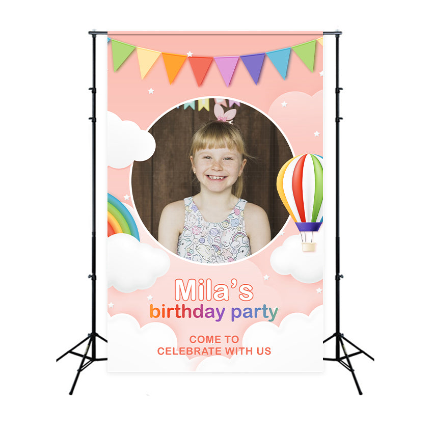 Custom Birthday Party Backdrop Sky Balloon Celebration Backdrop UK BRP2-118