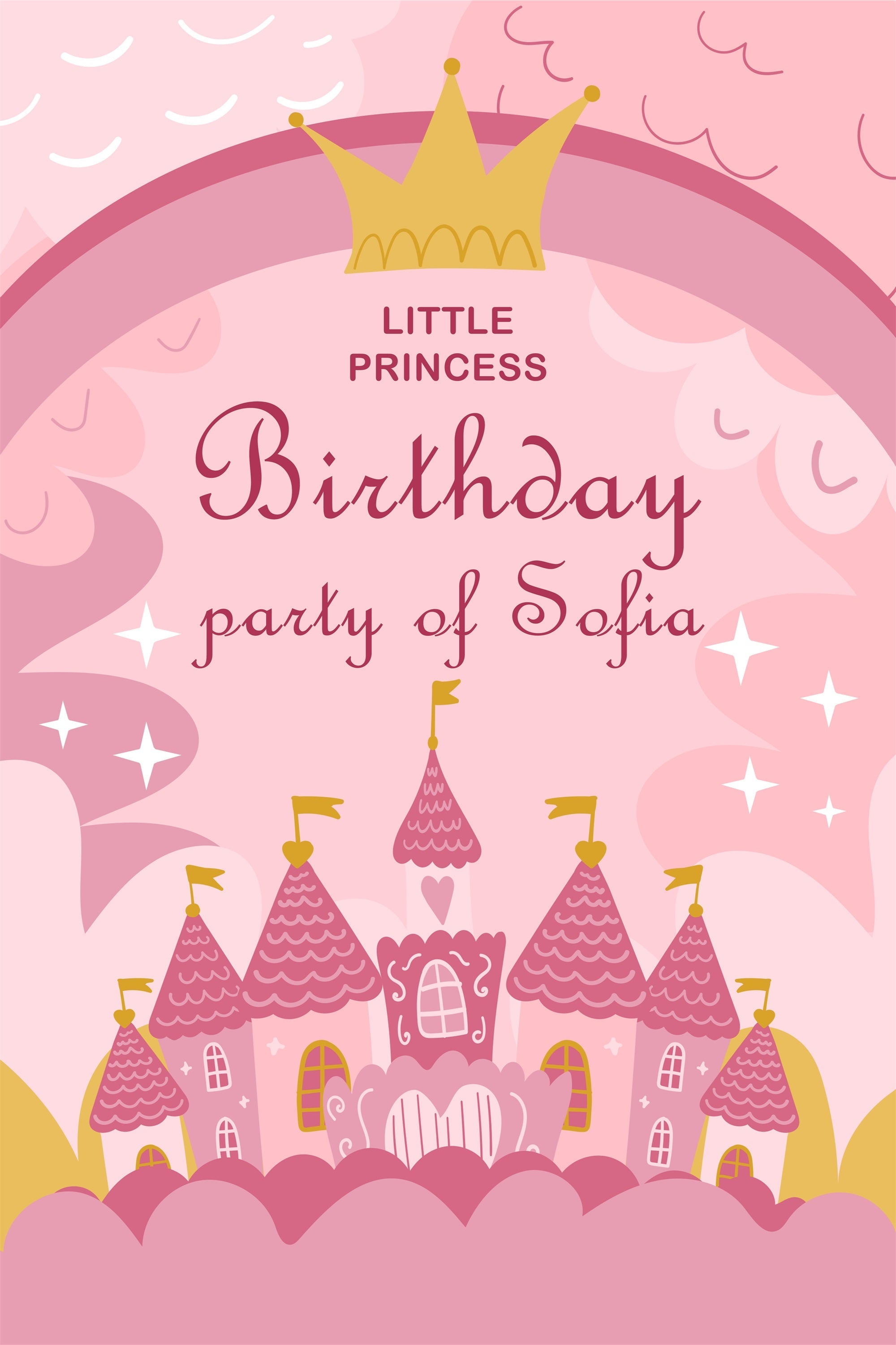 Custom Backdrop Birthday Pink Fairy Tale Castle Backdrop UK BRP2-120