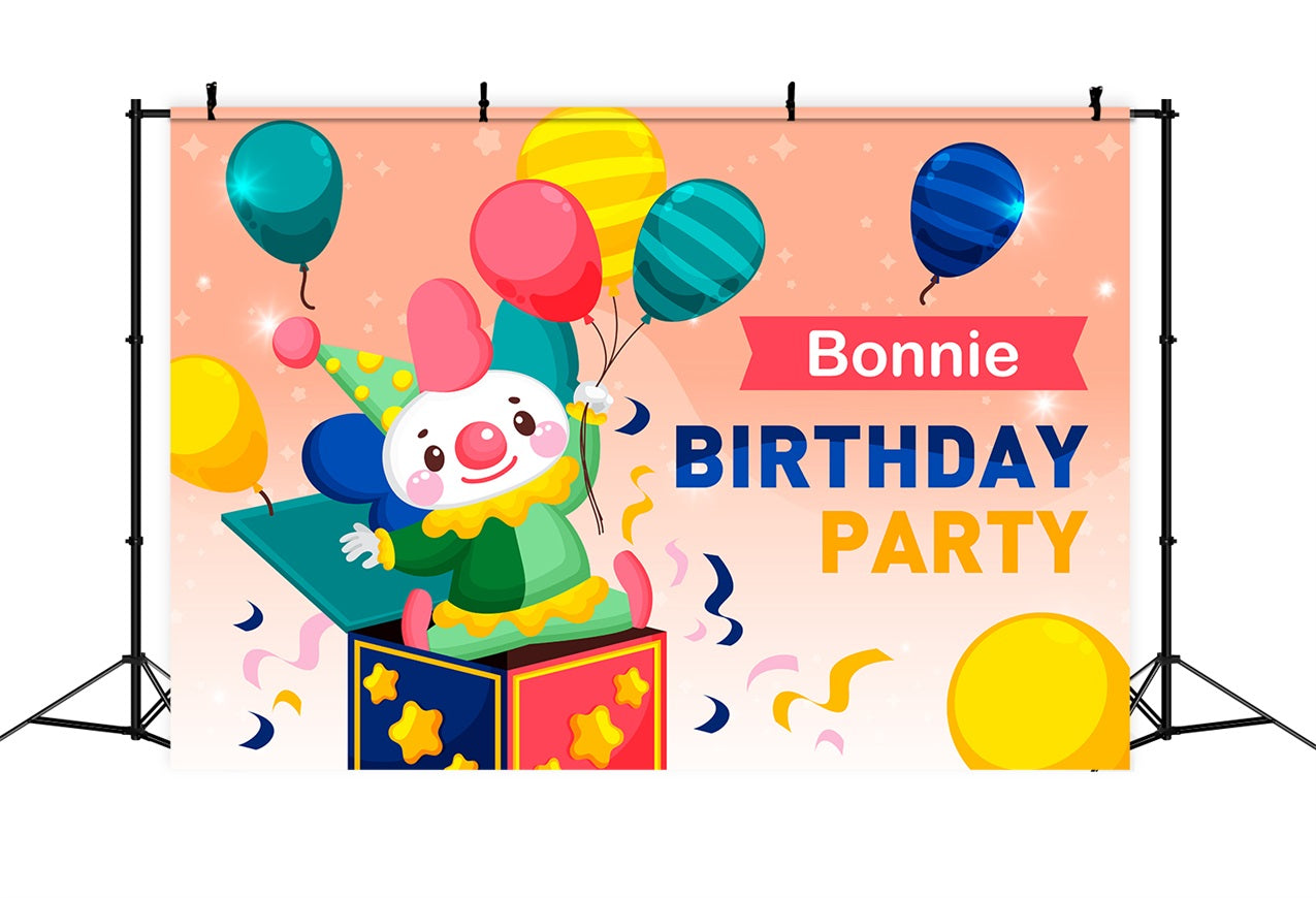 Custom Birthday Backdrops Clown Surprise Balloons Celebration Backdrop UK BRP2-129