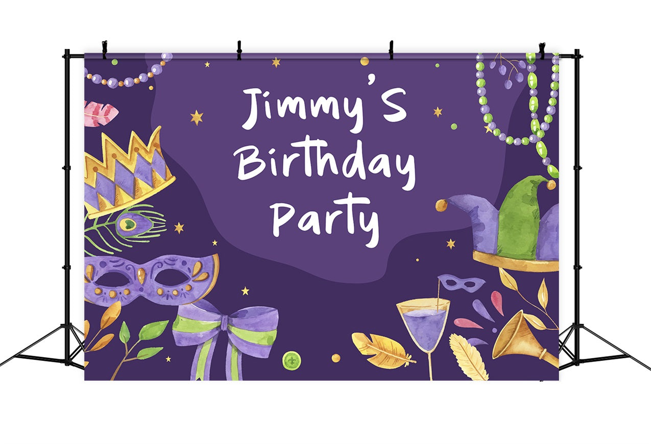 Custom Happy Birthday Backdrop Mardi Gras Celebration Backdrop UK BRP2-136