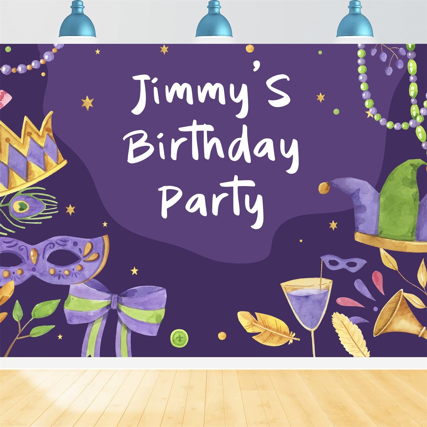 Custom Happy Birthday Backdrop Mardi Gras Celebration Backdrop UK BRP2-136