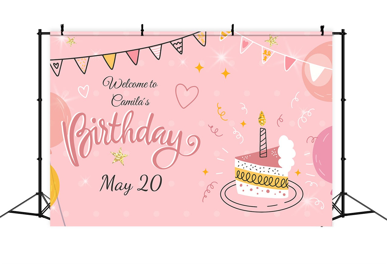 Custom Backdrop Birthday Sweet Cake Balloons Decorations Backdrop UK BRP2-140