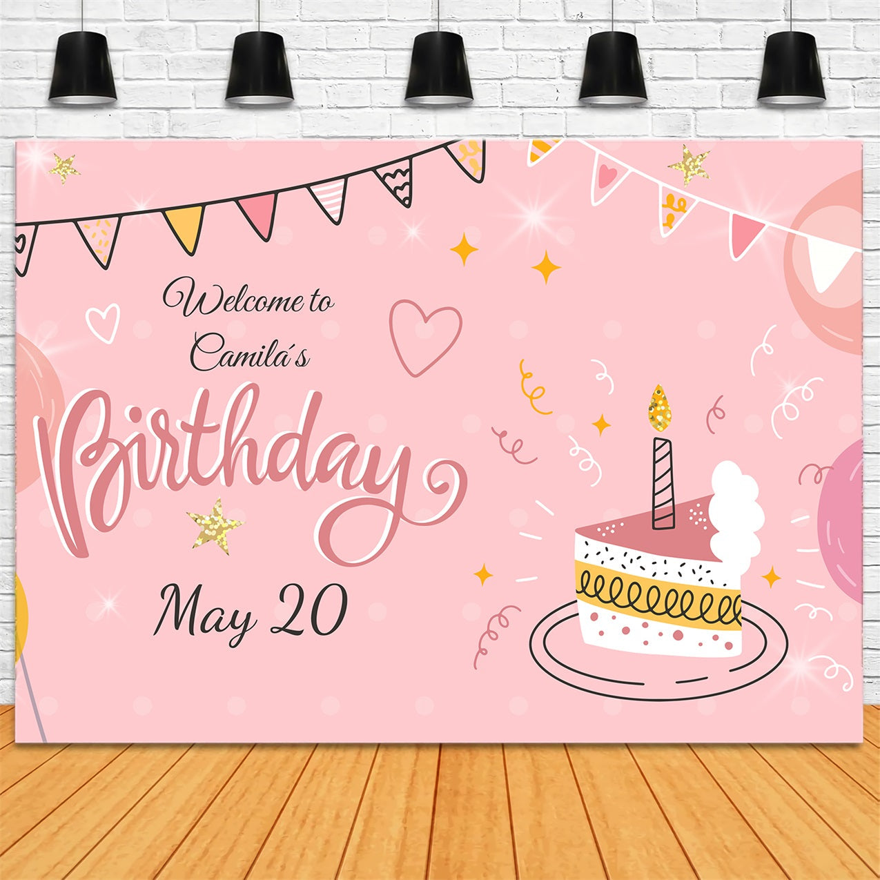 Custom Backdrop Birthday Sweet Cake Balloons Decorations Backdrop UK BRP2-140