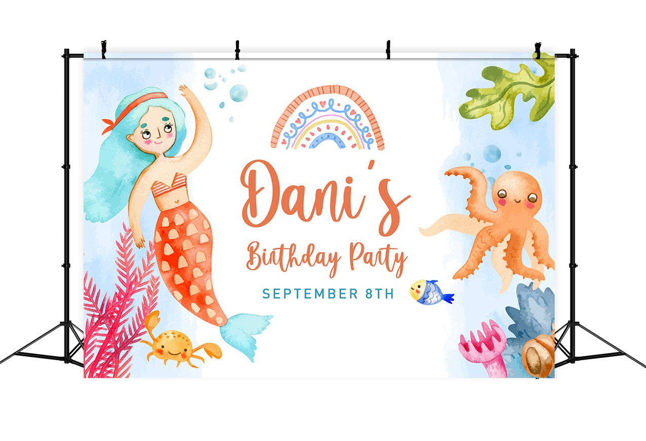 Custom Backdrops For Birthdays Mermaid Theme Backdrop UK BRP2-142