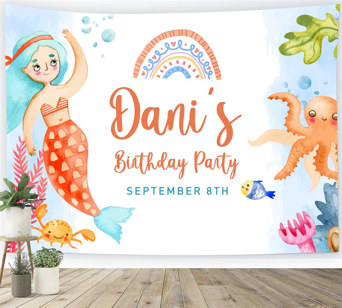 Custom Backdrops For Birthdays Mermaid Theme Backdrop UK BRP2-142