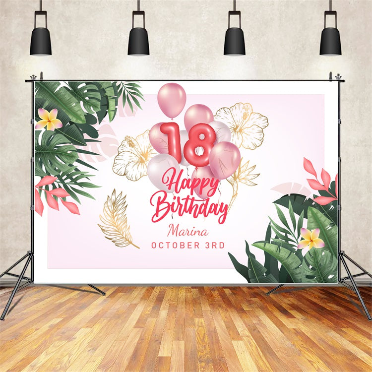 Customized Birthday Backdrops 18th Balloon Tropical Party Backdrop UK BRP2-143