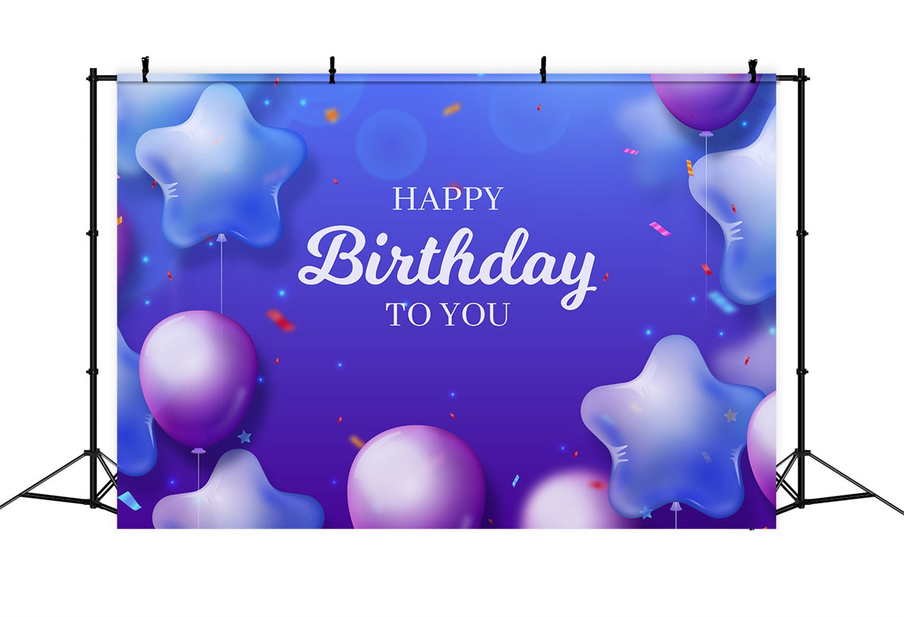 Personalised Birthday Backdrop Purple Star Balloon Backdrop UK BRP2-145