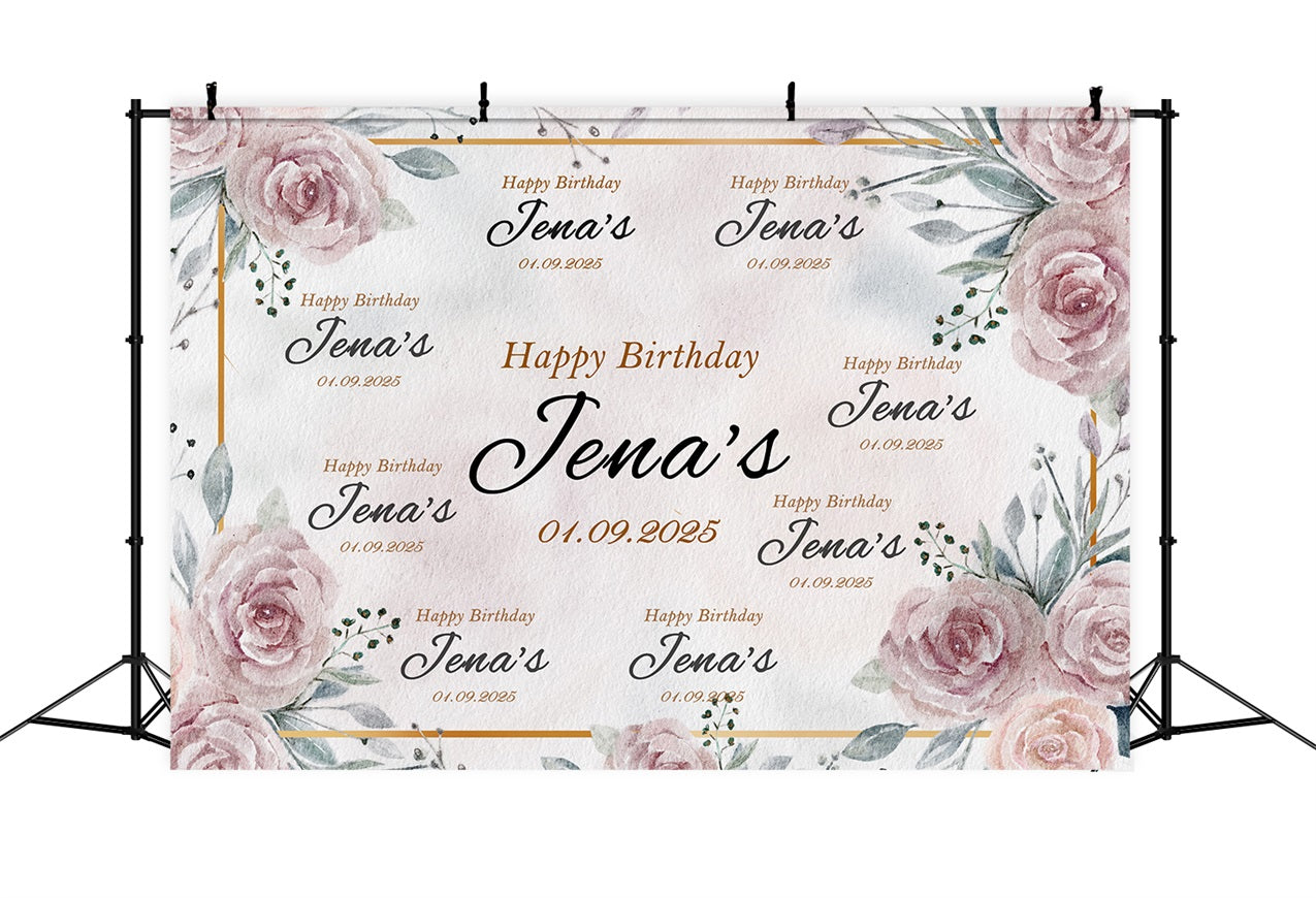 Personalised 21st Birthday Backdrop Elegant Floral Celebration Backdrop UK BRP2-149