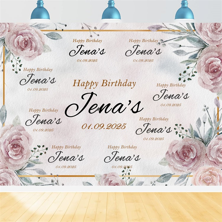 Personalised 21st Birthday Backdrop Elegant Floral Celebration Backdrop UK BRP2-149