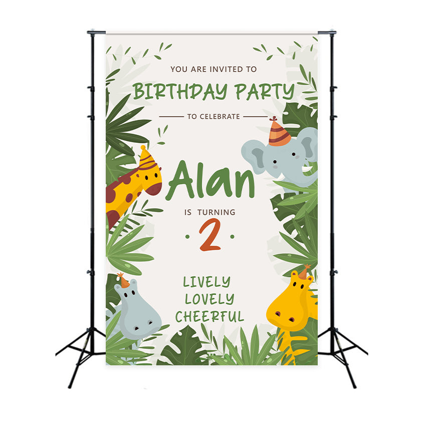 Birthday Backdrop Personalized 2nd Fun Jungle Adventure Backdrop UK BRP2-151