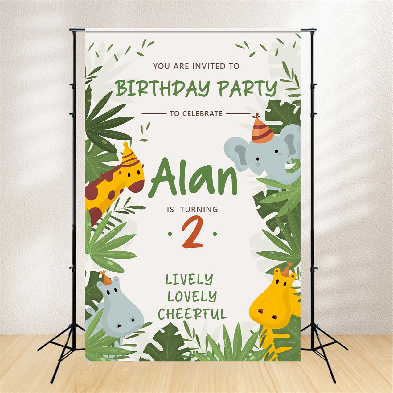 Birthday Backdrop Personalized 2nd Fun Jungle Adventure Backdrop UK BRP2-151