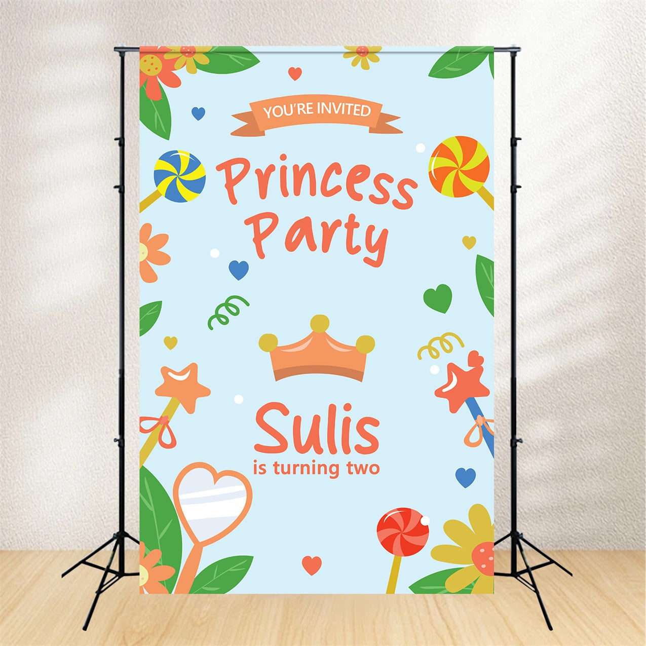 Customised Birthday Backdrop Princess Theme 2nd Celebration Backdrop UK BRP2-152