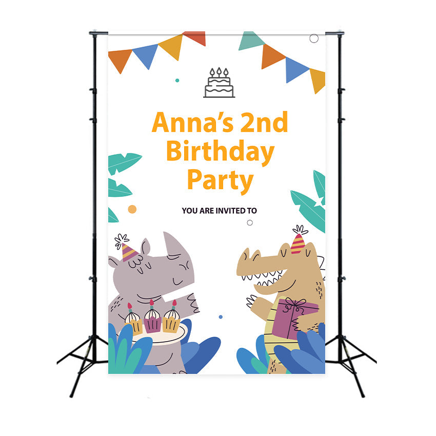 Personalised Backdrop Birthday 2nd Animal Theme Backdrop UK BRP2-154