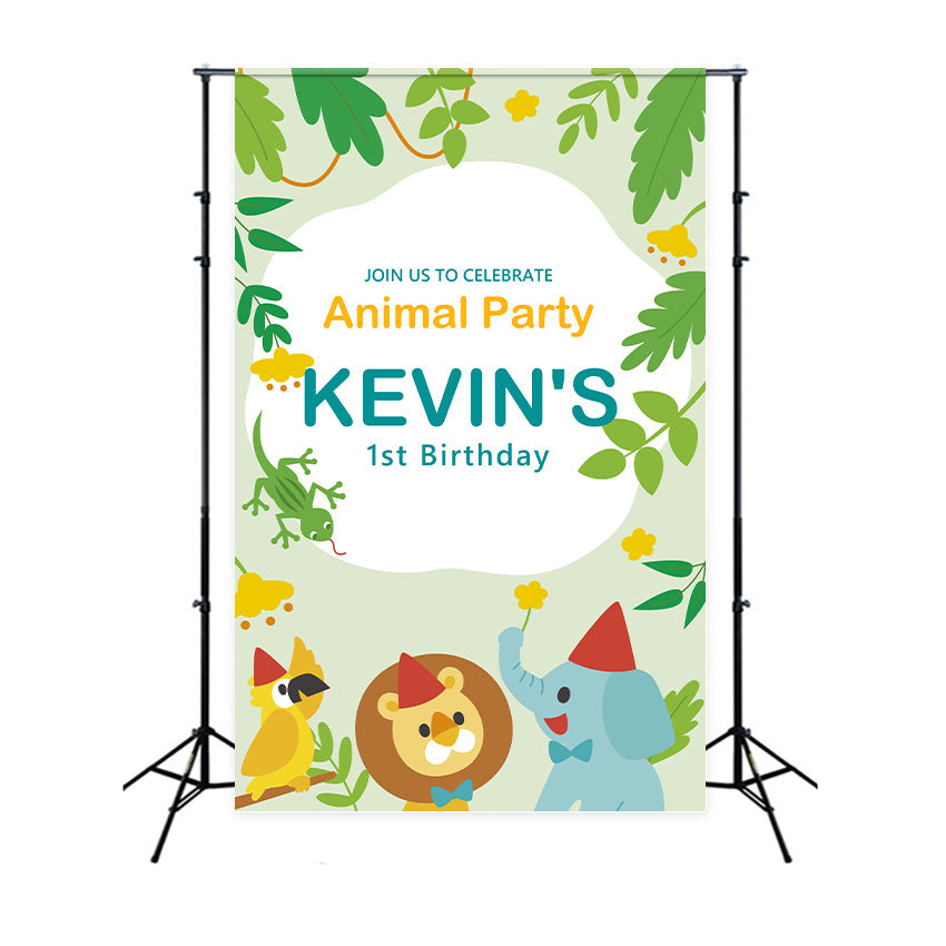 Personalised 1st Birthday Backdrop 1st Animal Celebration Backdrop UK BRP2-155