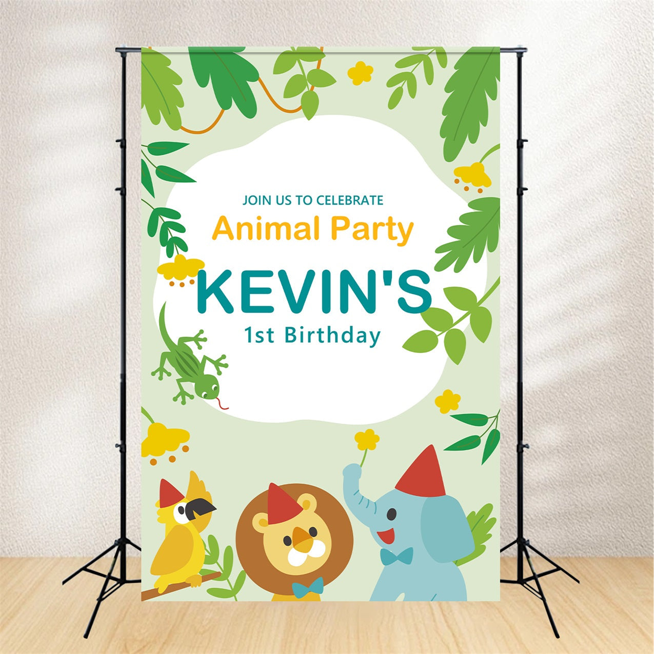 Personalised 1st Birthday Backdrop 1st Animal Celebration Backdrop UK BRP2-155