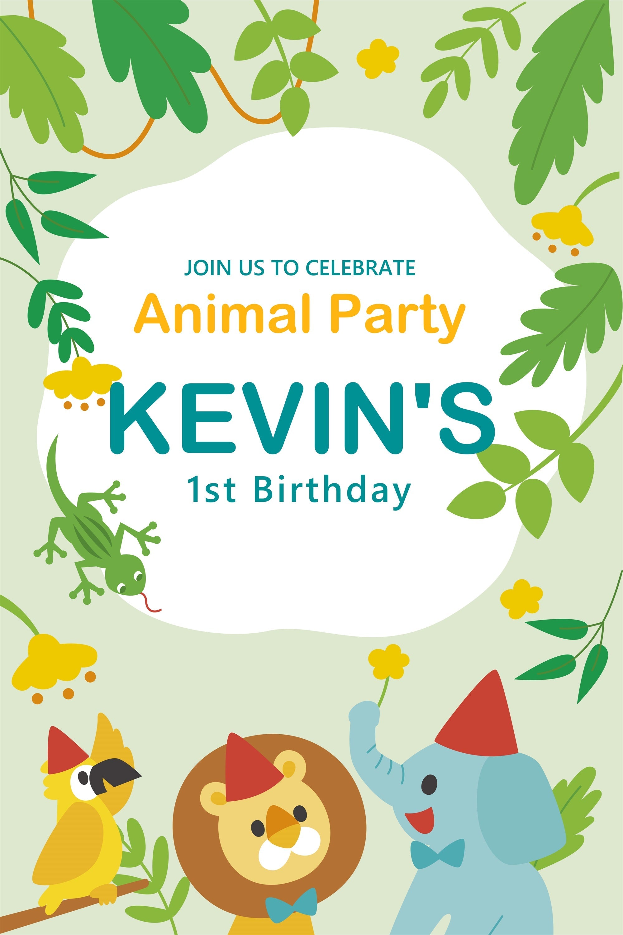 Personalised 1st Birthday Backdrop 1st Animal Celebration Backdrop UK BRP2-155