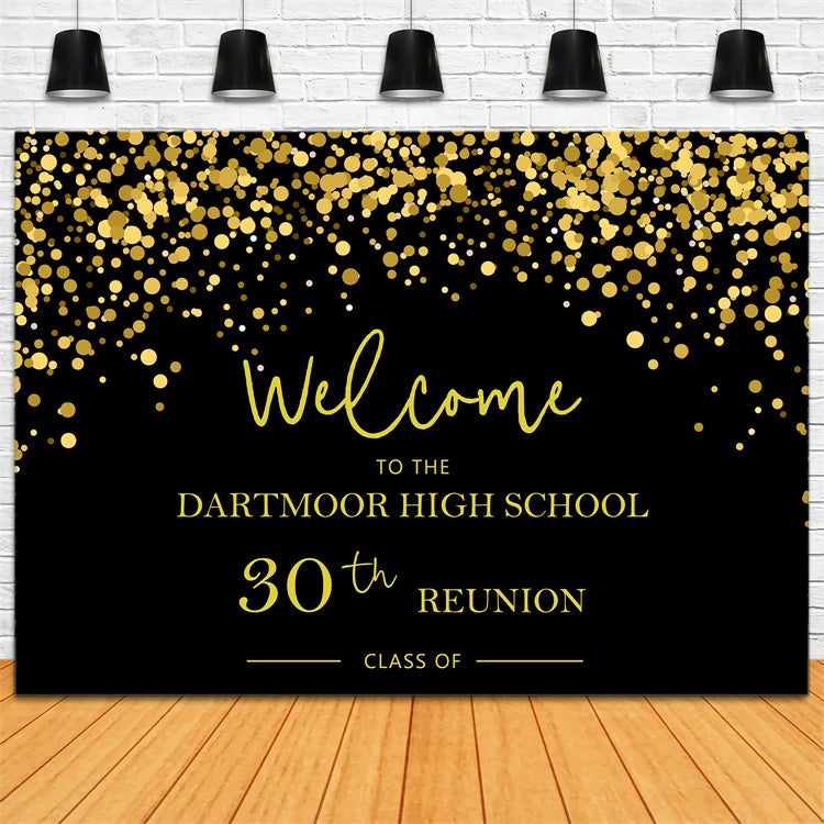 30th Class Reunion Backdrop Sparkling Golden Custom Backdrop UK BRP2-157