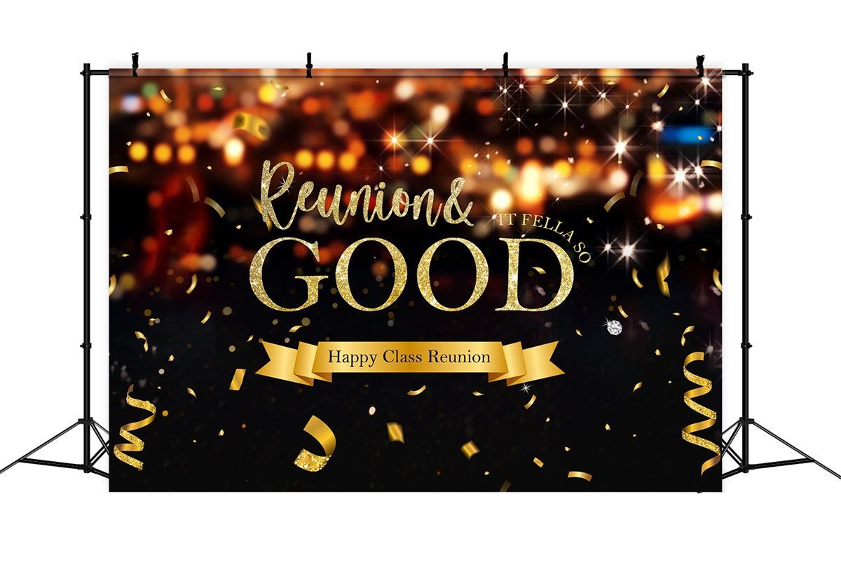 Class Reunion Photo Backdrop Golden Confetti Gathering Custom Backdrop UK BRP2-158