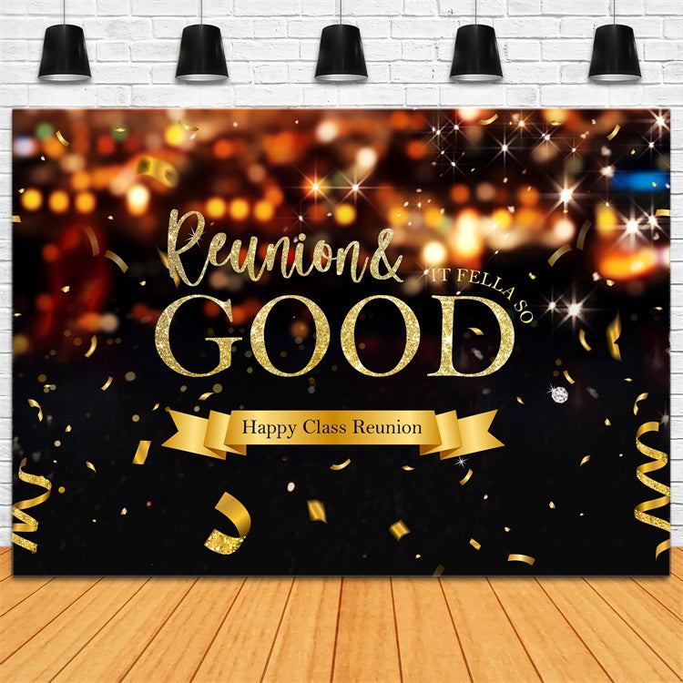 Class Reunion Photo Backdrop Golden Confetti Gathering Custom Backdrop UK BRP2-158