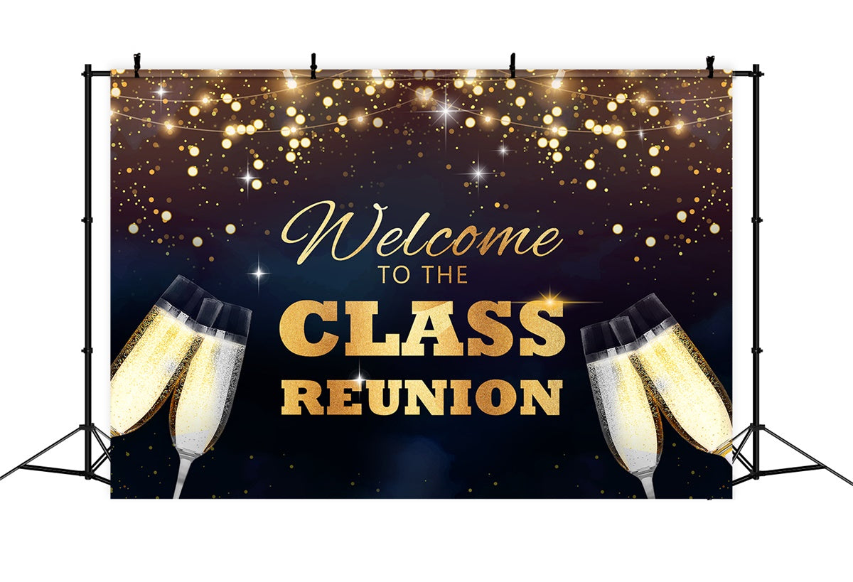 Class Reunion Backdrop Golden Sparkles Celebration Custom Backdrop UK BRP2-159