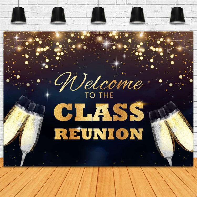 Class Reunion Backdrop Golden Sparkles Celebration Custom Backdrop UK BRP2-159