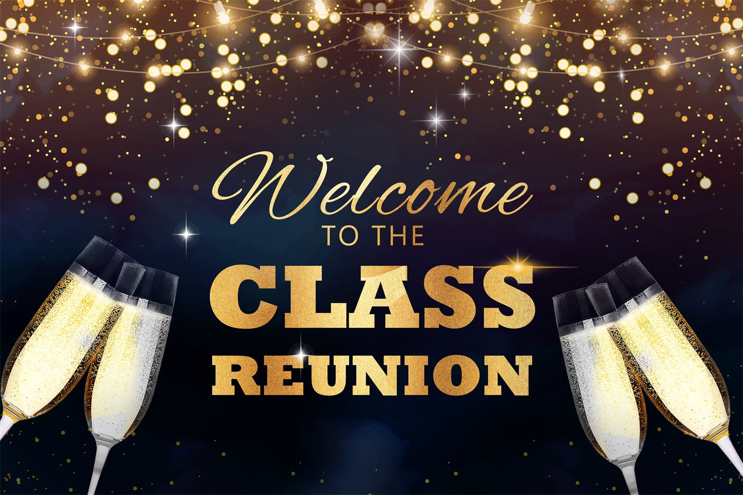 Class Reunion Backdrop Golden Sparkles Celebration Custom Backdrop UK BRP2-159