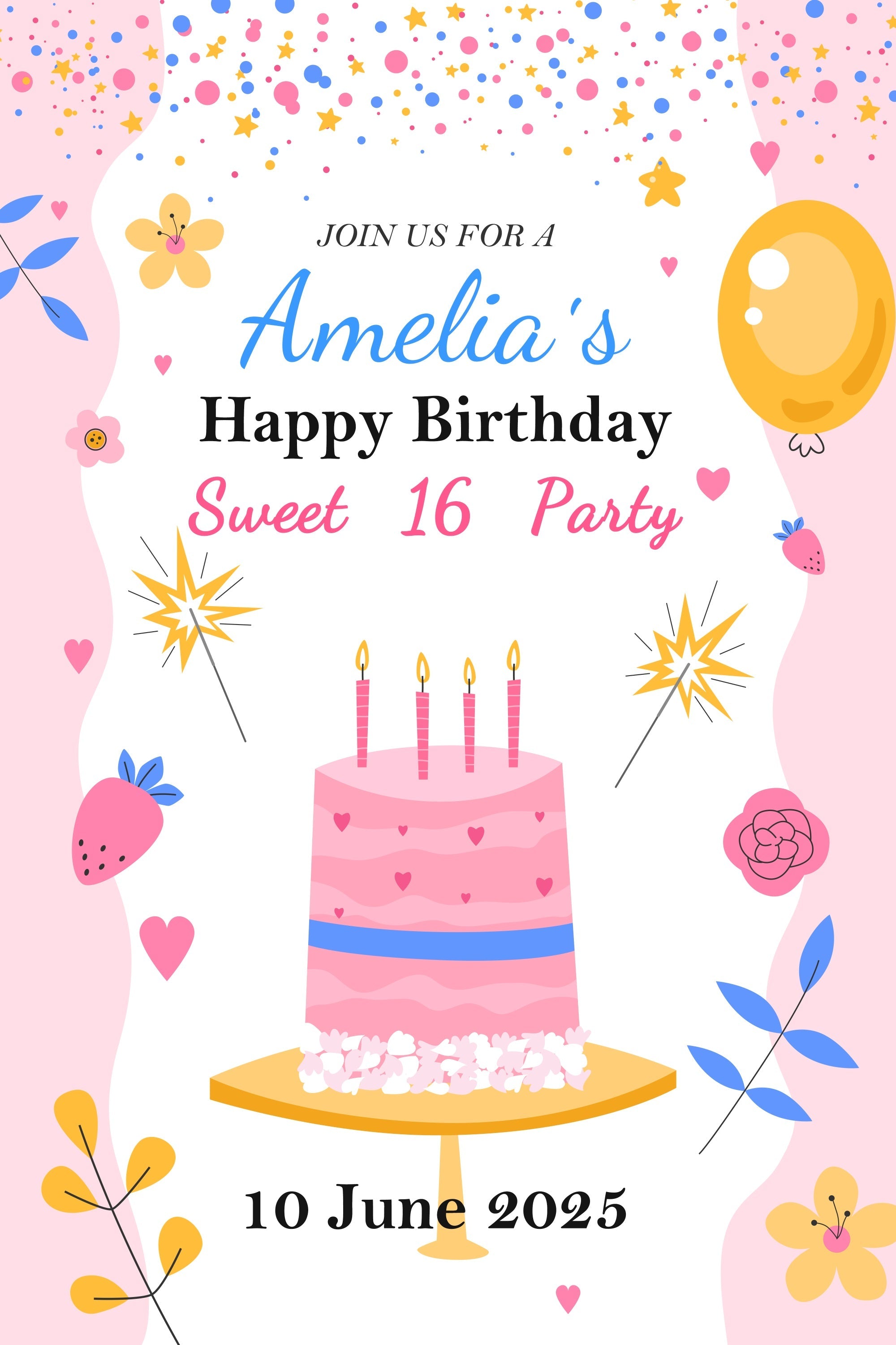 Personalized Backdrops Birthday Sweet 16 Party Backdrop UK BRP2-160