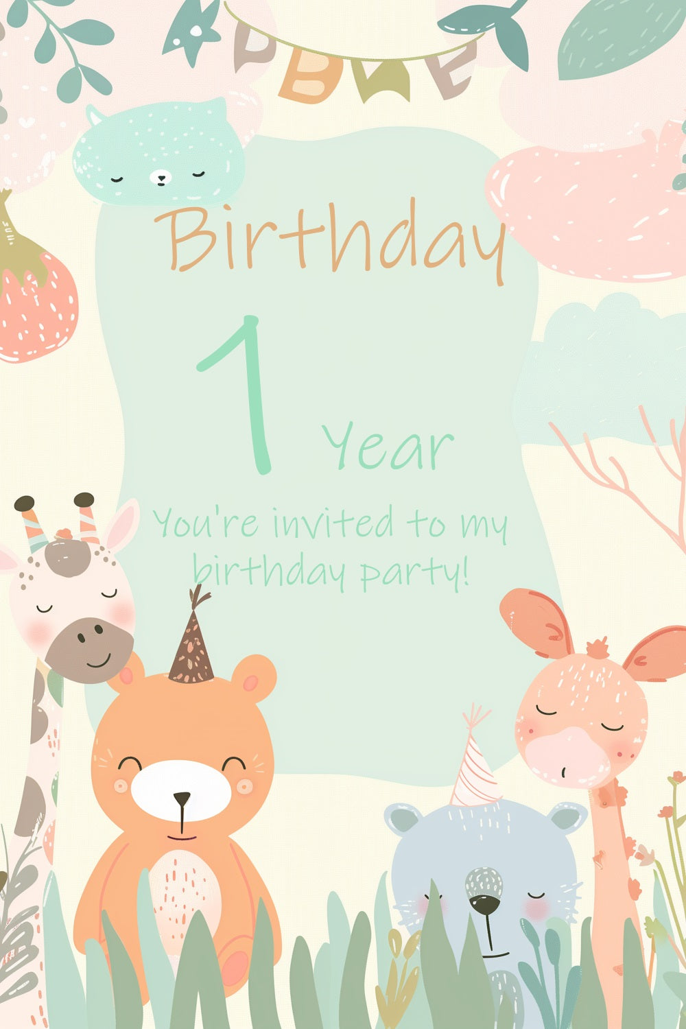 Personalised 1st Birthday Backdrop Animal Friends 1st Backdrop UK BRP2-161