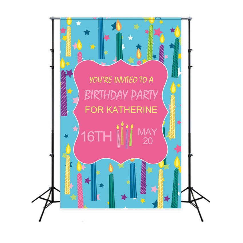 Personalized Backdrop Birthday Starry Candle Theme Backdrop UK BRP2-163