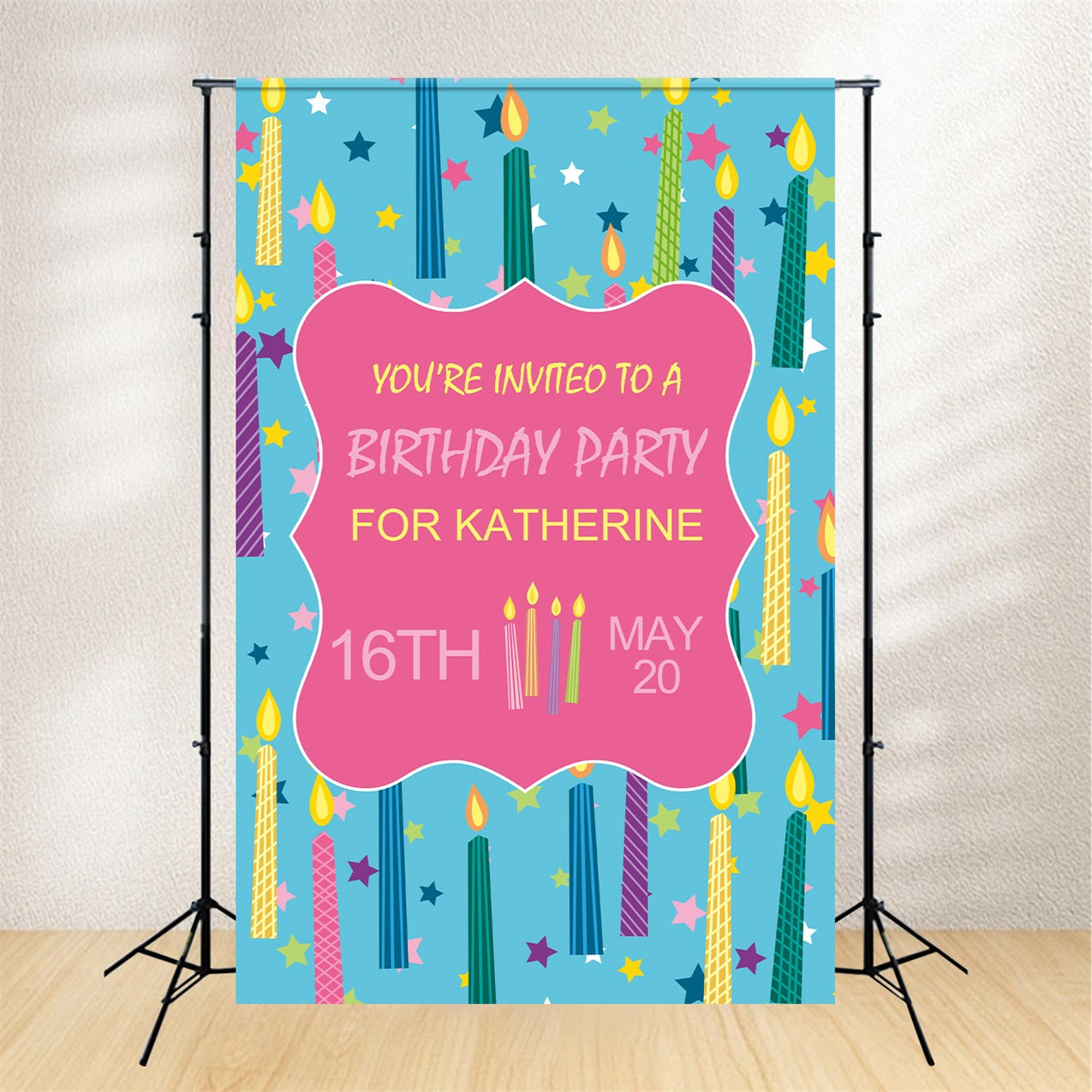 Personalized Backdrop Birthday Starry Candle Theme Backdrop UK BRP2-163