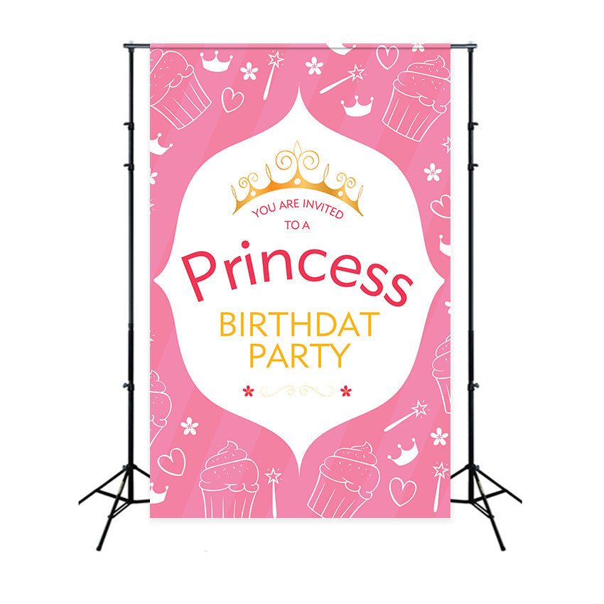 Custom Backdrops For Birthdays Pink Princess Crown Backdrop UK BRP2-165