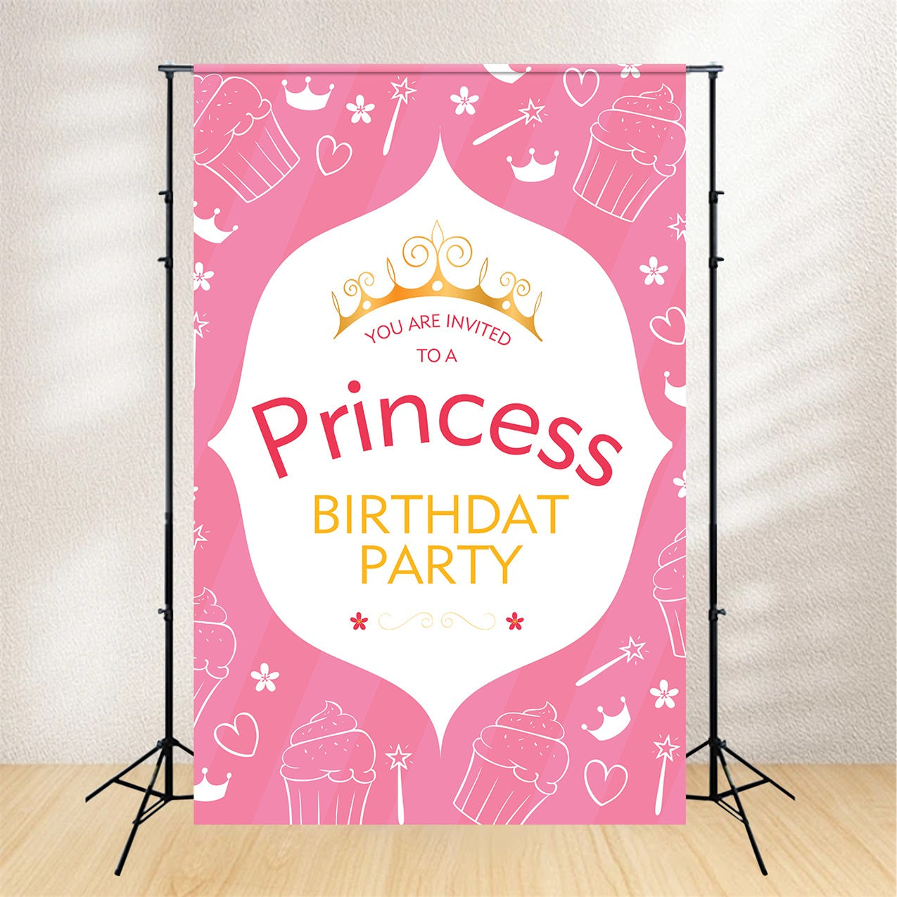 Custom Backdrops For Birthdays Pink Princess Crown Backdrop UK BRP2-165