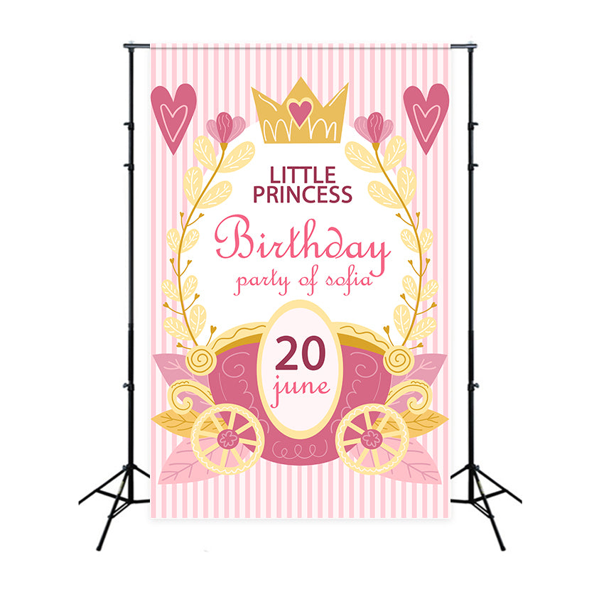 Customized Birthday Backdrops Pink Crown Little Princess Backdrop UK BRP2-166