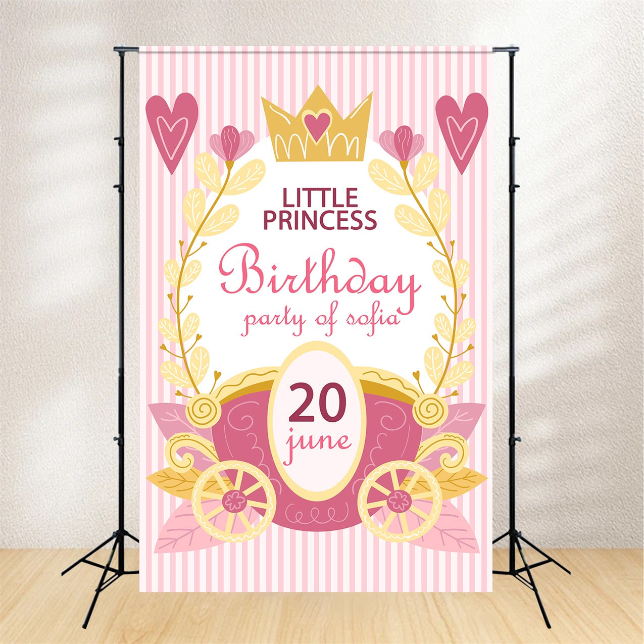 Customized Birthday Backdrops Pink Crown Little Princess Backdrop UK BRP2-166