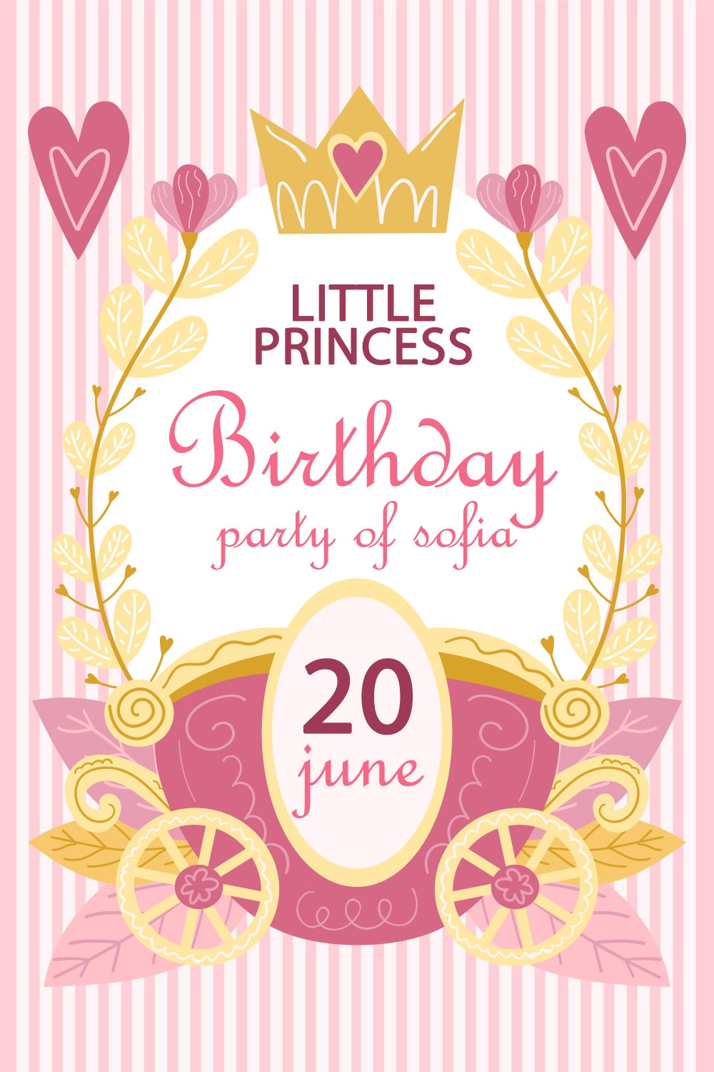 Customized Birthday Backdrops Pink Crown Little Princess Backdrop UK BRP2-166