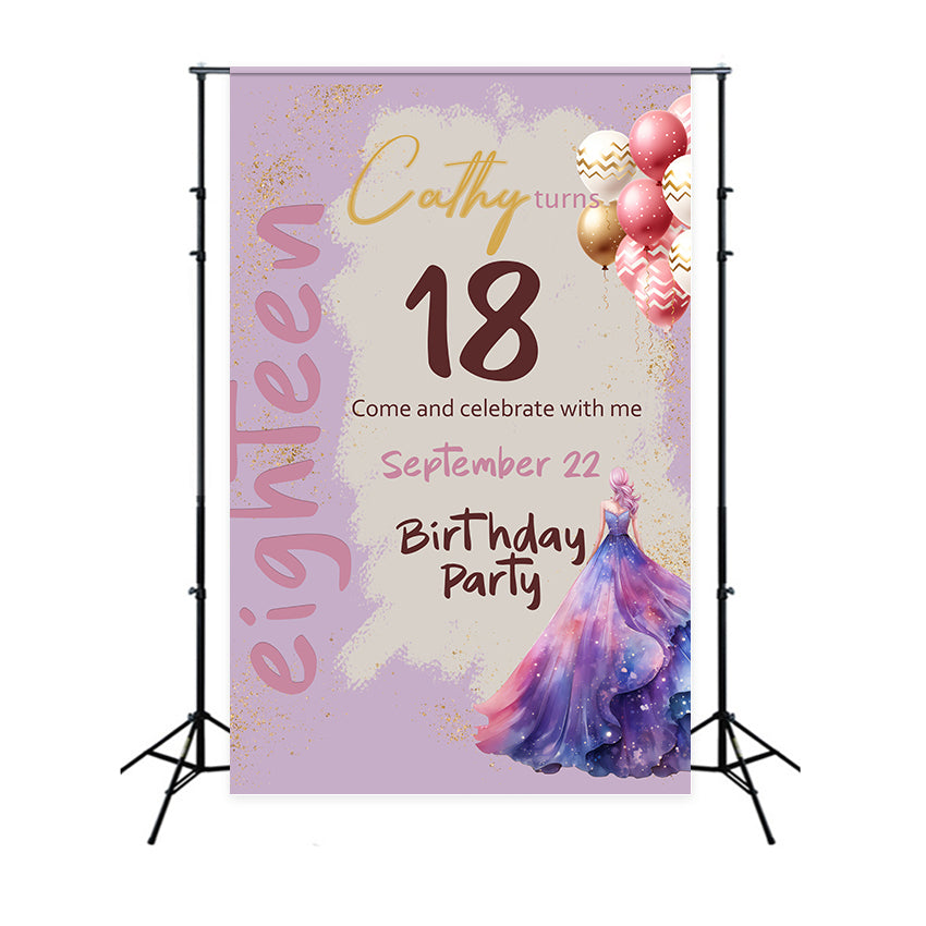 Custom Made Birthday Backdrops 18th Balloons Sparkle Backdrop UK BRP2-169