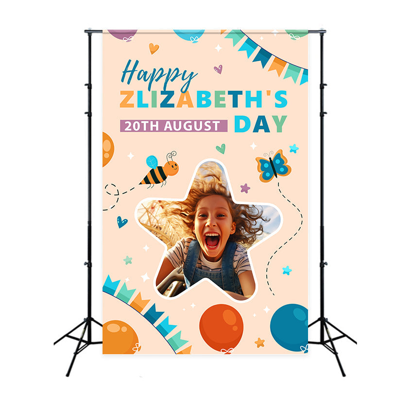 Custom Happy Birthday Backdrop Colorful Balloon Butterfly Backdrop UK BRP2-172