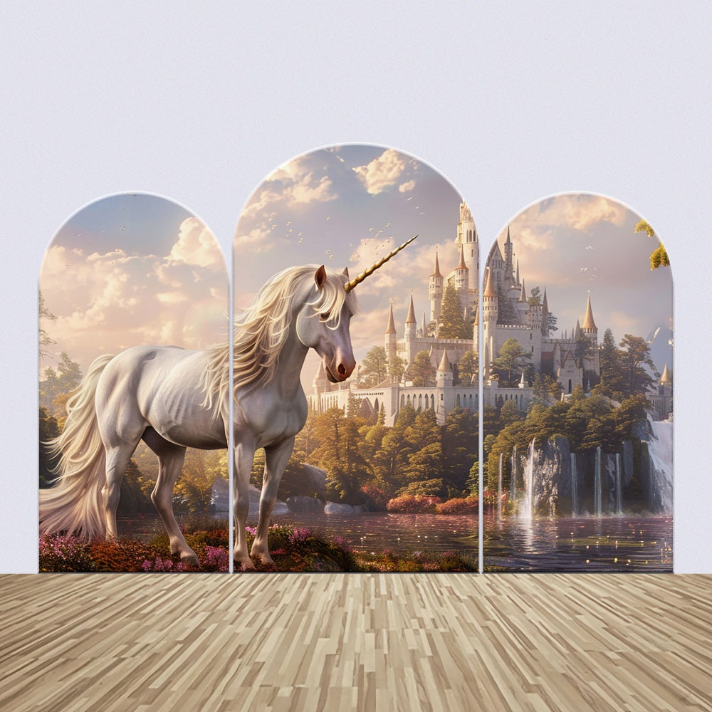 Customize Backdrop For Birthday Unicorn Castle Arch Backdrop Kit UK BRP2-173