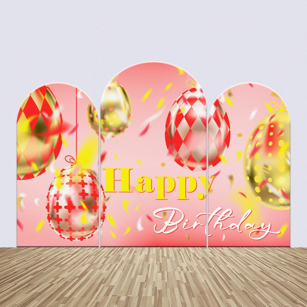 Customize Birthday Backdrop Red Gold Balloon Arch Backdrop Kit UK BRP2-175