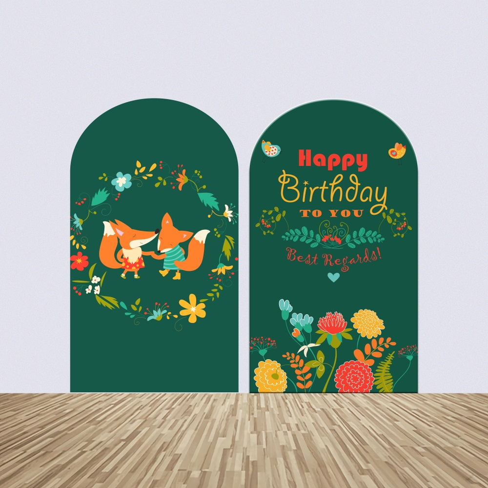 Personalised Birthday Backdrops Fox Floral Celebration Arch Backdrop Kit UK BRP2-179