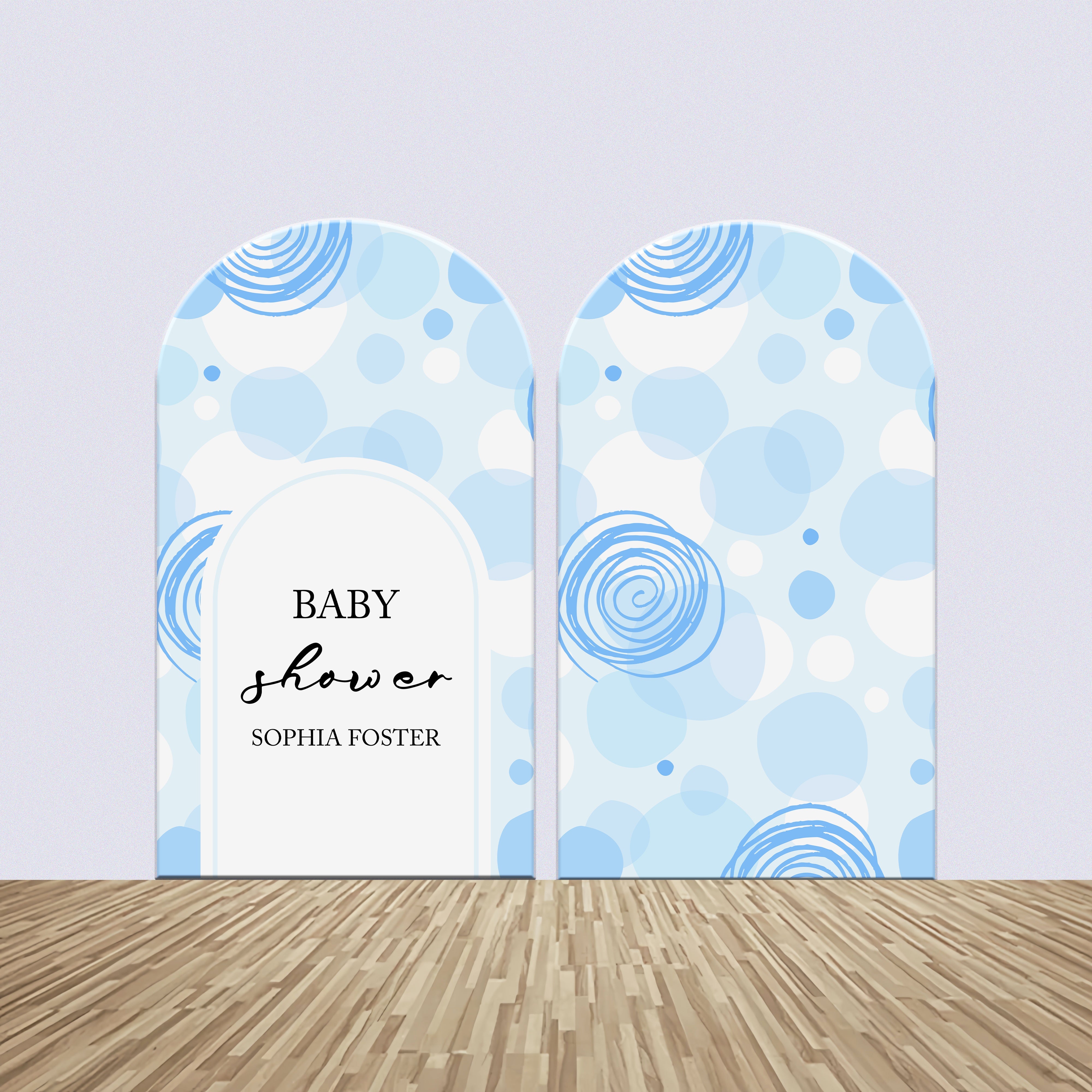 Customized Baby Shower Backdrop Modern Minimalist Blue Backdrop Kit UK BRP2-189