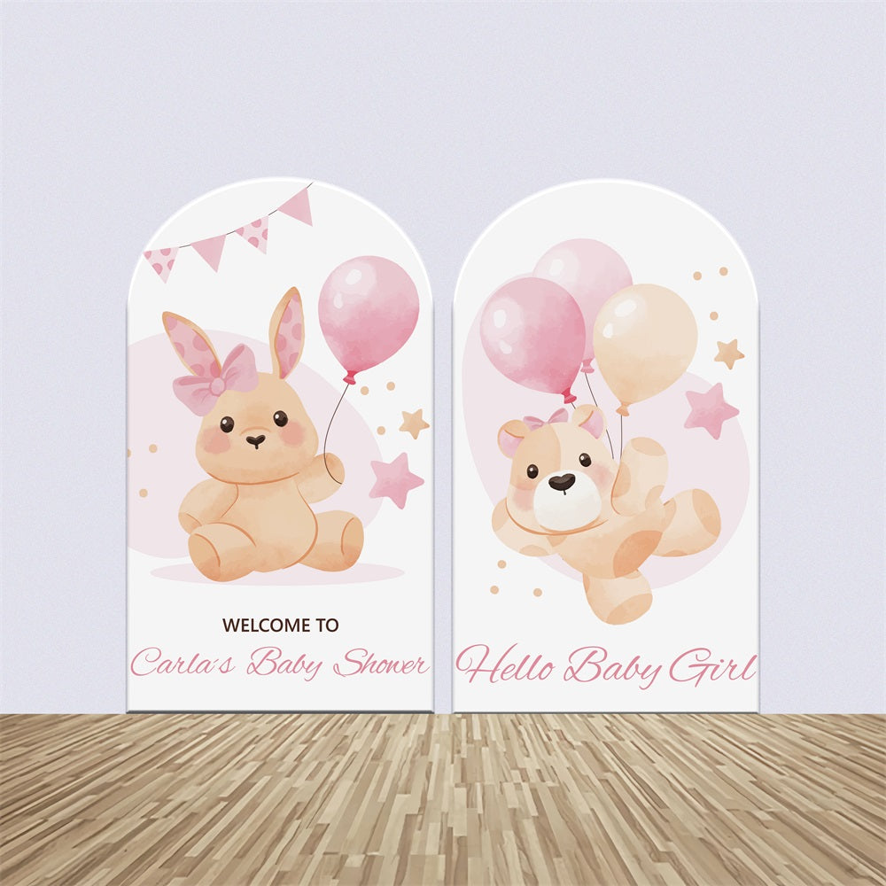 Baby Shower Custom Backdrop Bunny Bear Pink Balloon Arch Backdrop Kit UK BRP2-191