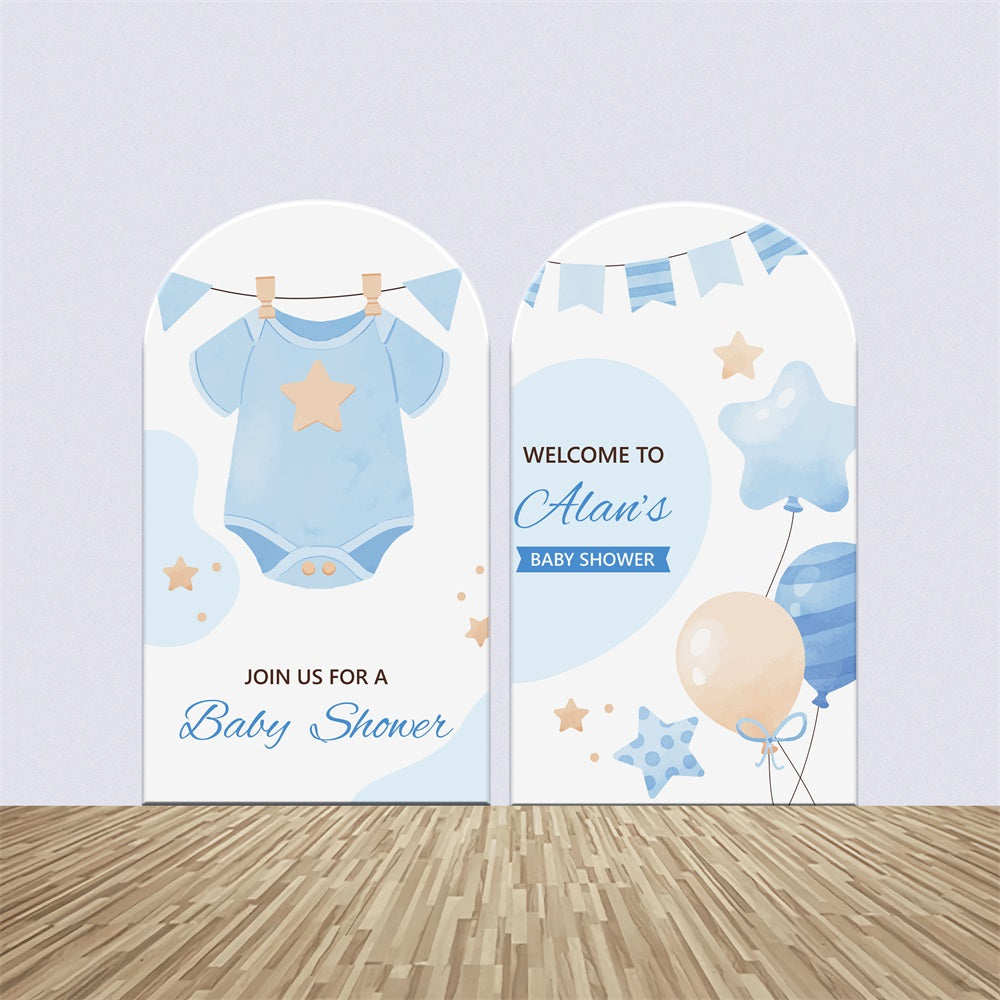 Personalized Baby Shower Backdrop Elegant Blue Baby Arch Backdrop Kit UK BRP2-192