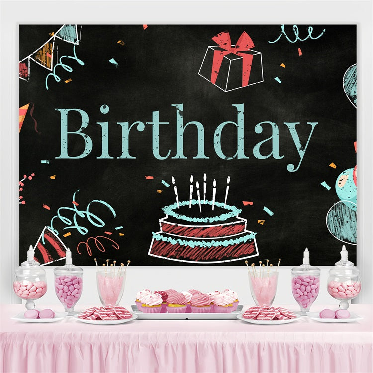 Personalized Birthday Backdrop Hand-Drawn Blackboard Theme Backdrop UK BRP2-211