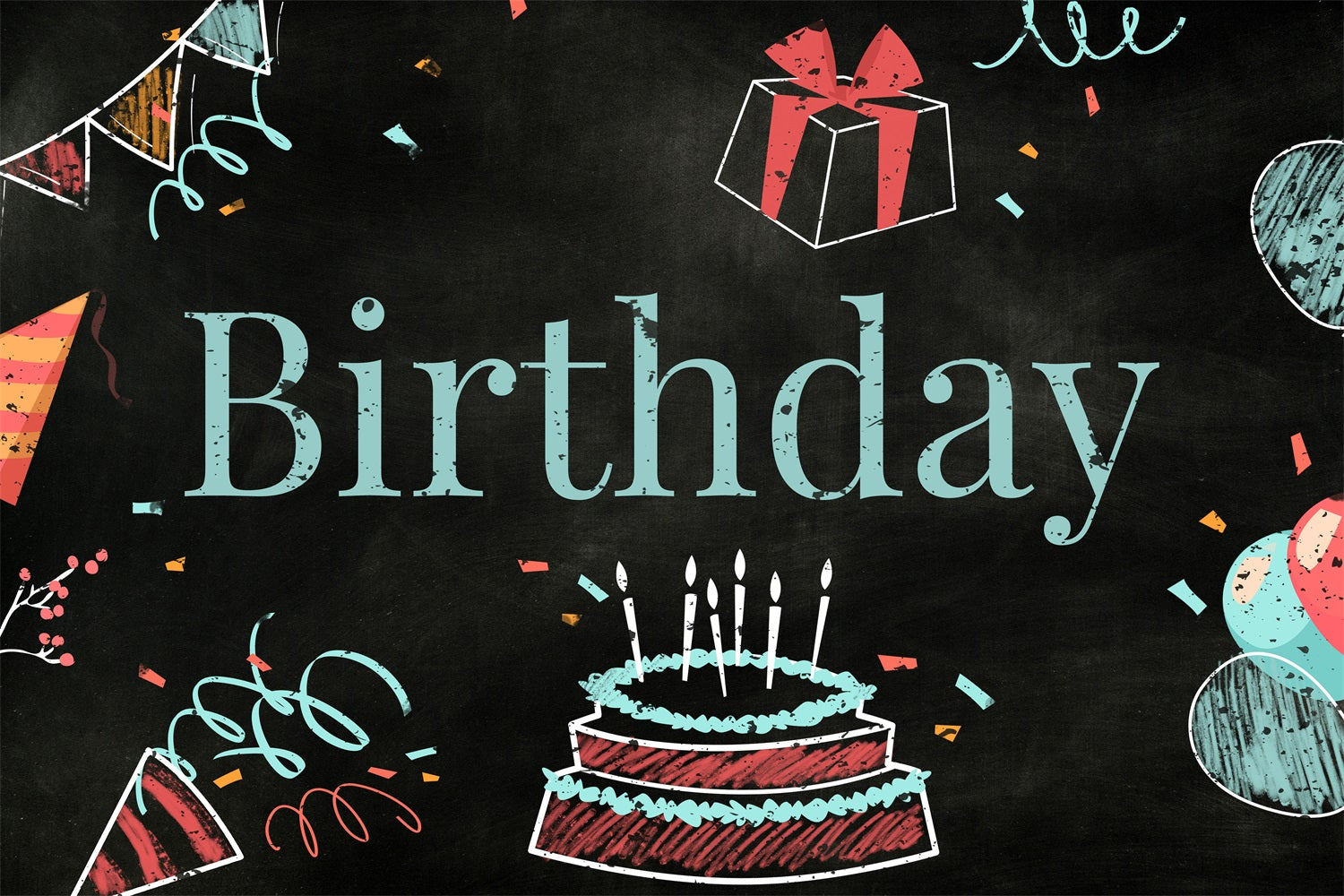 Personalized Birthday Backdrop Hand-Drawn Blackboard Theme Backdrop UK BRP2-211